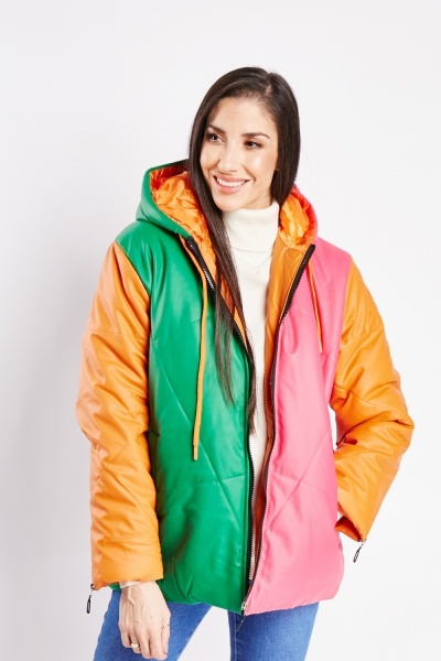 Image of Colour Block Hooded Jacket