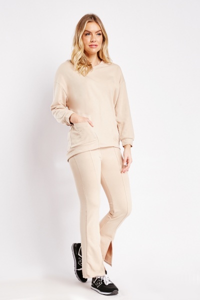 V Neck Top And Flared Trousers Set