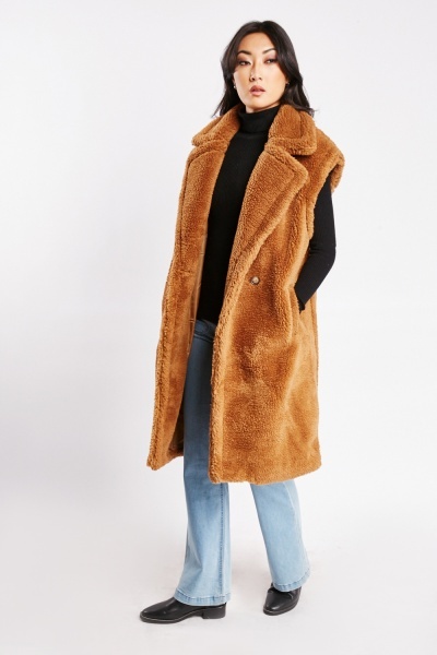 Image of Teddy Fur Button Front Gilet