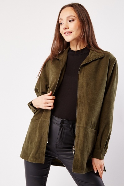 Image of Zip Up Casual Long Jacket