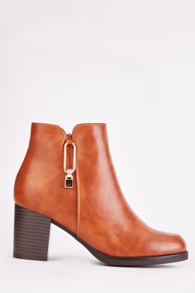 Metallic Detail Camel Heel Boots