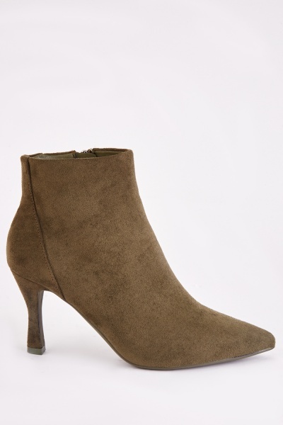 Suedette Court Ankle Heel Boots