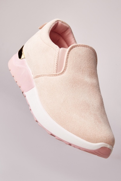 Suedette Slip On Trainers