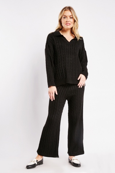 Cable Knit Jumper And Trousers Set