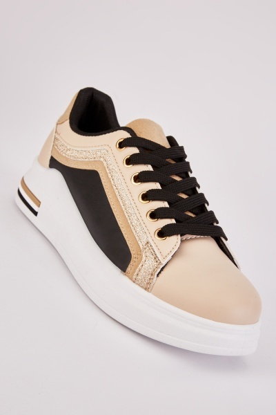 Image of Glittery Trim Contrasted Trainers