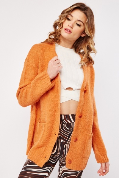 Image of Dropped Shoulder Knitted Cardigan