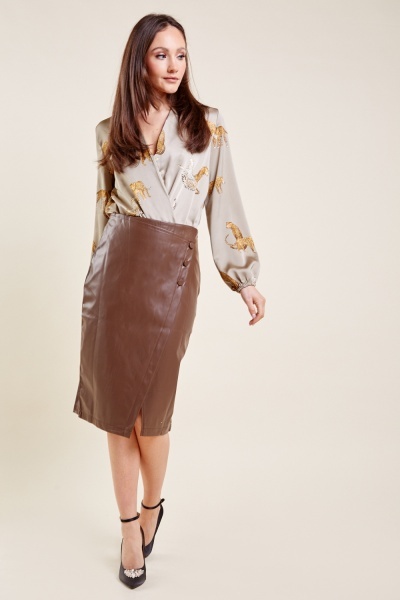 Faux Leather Tulip Skirt