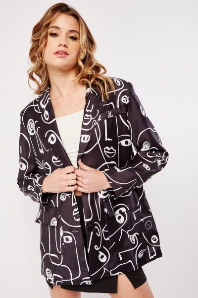 Image of Line Drawing Single Breasted Blazer