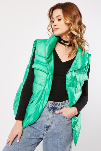 Image of Multiple Flap Pockets Quilted Gilet