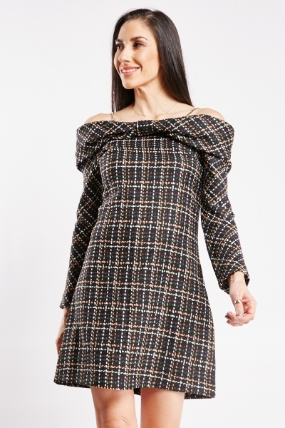 Chain Strap Tweed Dress