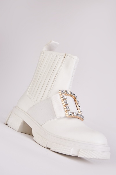 Rhinestone Detail Ankle Boots