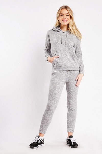Speckled Knit Hoodie And Trousers Set