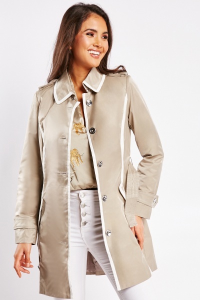 Belted Contrasted Trench Coat