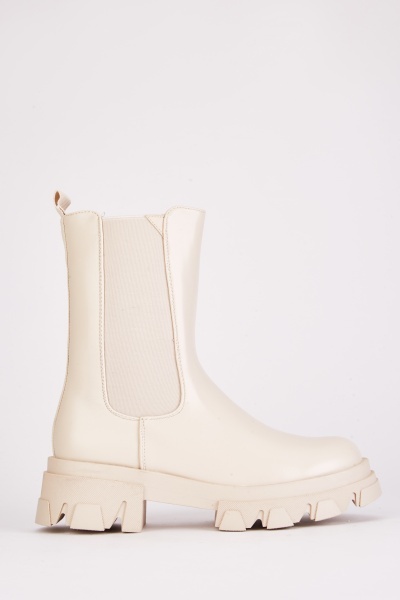 Image of Beige Elasticated Boots