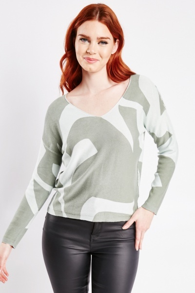 Image of Abstract Art Print Knit Sweater