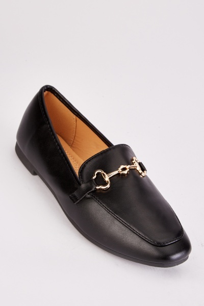 Image of Metallic Detailed Flat Loafers