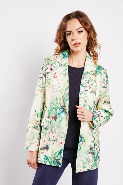 Image of Floral Print Single Breasted Blazer