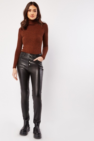 Image of High Waist Faux Leather Leggings