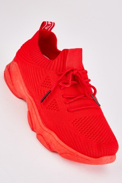Image of Perforated Low Top Knit Trainers