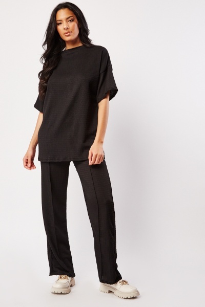 Textured Box Top And Trousers Set