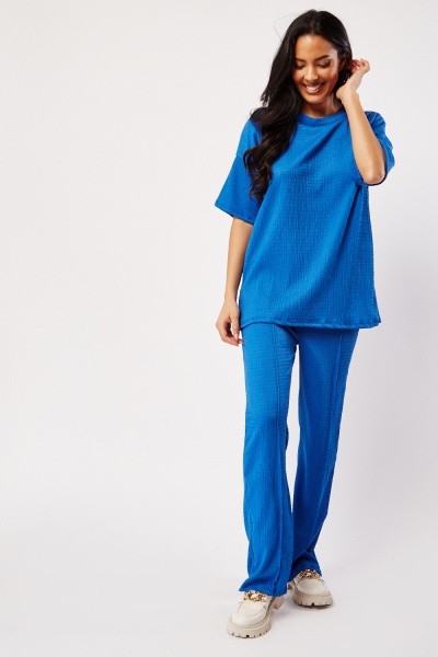 Image of Textured Box Top And Trousers Set