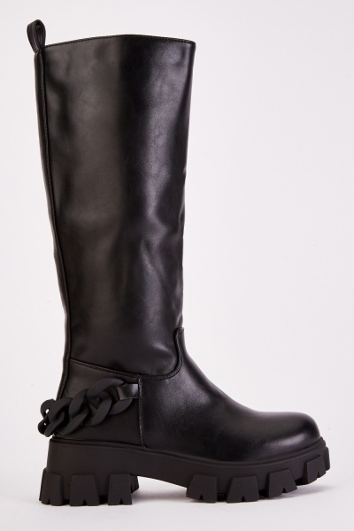 Image of Curb Chain Trim Heeled Boots
