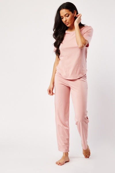 Image of Dusty Pink Top And Bottoms Pyjama Set