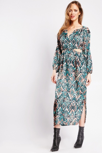 Image of All Over Printed Cut Out Side Dress