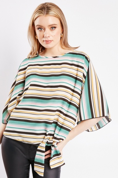 Striped Batwing Sleeve Top