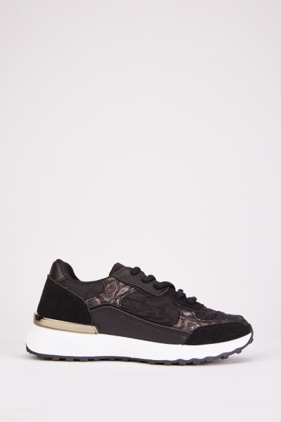 Image of Snake Skin Panel Textured Trainers