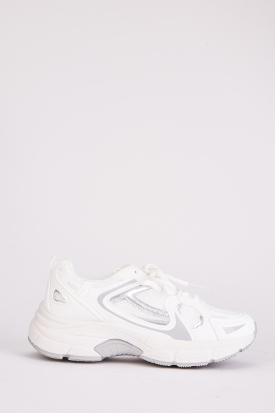 Image of Lace Up Contrasted Chunky Trainers