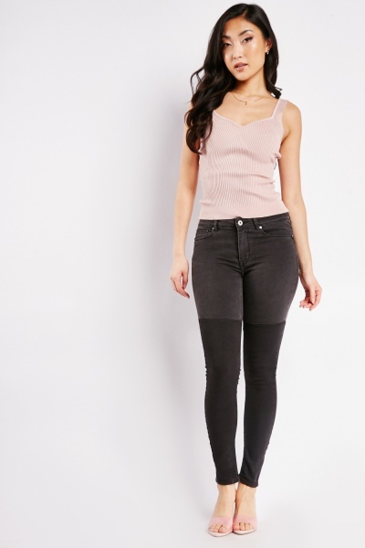 Two Tone Contrast Skinny Jeans