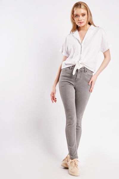Image of Low Waist Grey Jeans