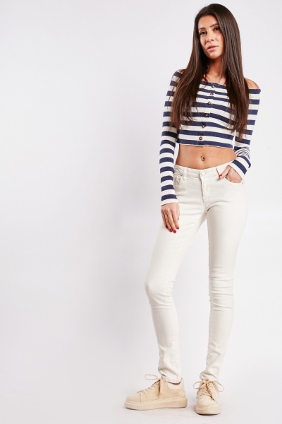 Image of Mid Rise Skinny Fit Trousers