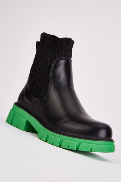 Ribbed Panel Insert Kids Boots