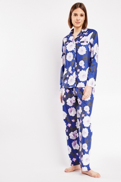 Image of Floral Pyjama Top And Bottoms Set
