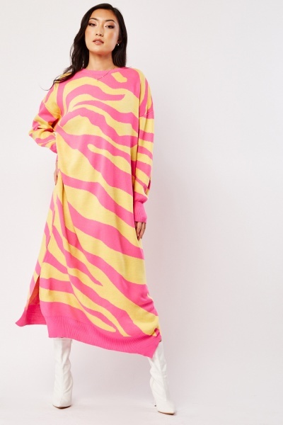 Image of Two Tone Oversized Jumper Dress