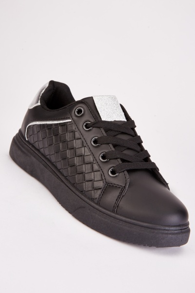 Quilted Panel Lace Up Sneakers