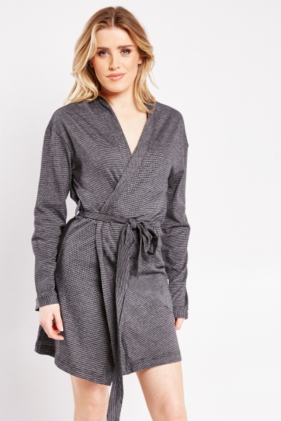 Image of Belted Textured Dressing Gown