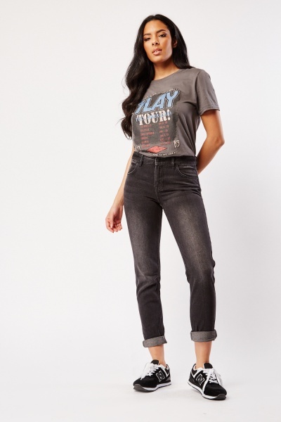 Image of High Waist Charcoal Jeans
