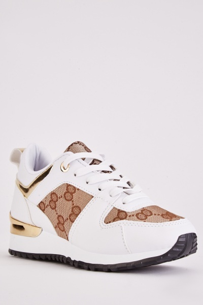 Logo Pattern Lace Up Trainers
