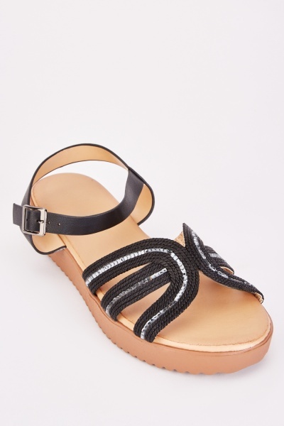 Rope Textured Wedge Sandals