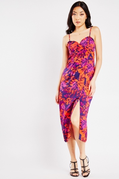 Image of Printed Sweetheart Strappy Dress