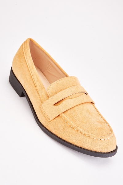 Image of Eye Mask Detailed Suedette Loafers