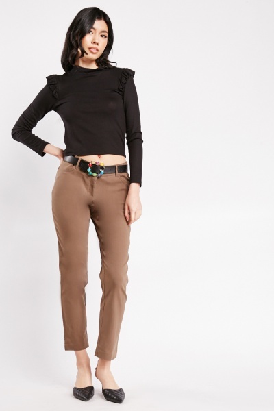 Image of Stretchy Straight Leg Trousers