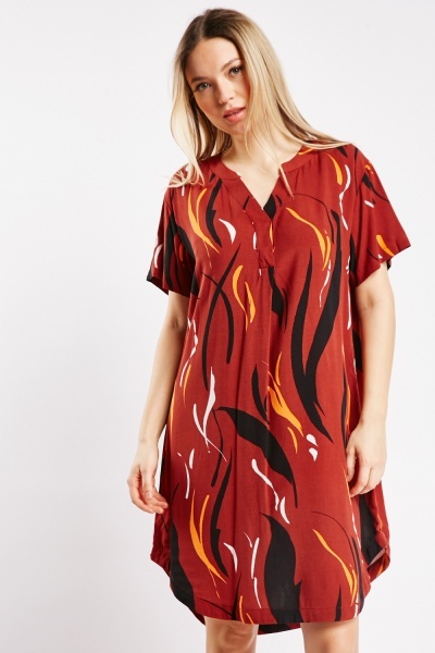 Image of Abstract Art Print Tunic Dress