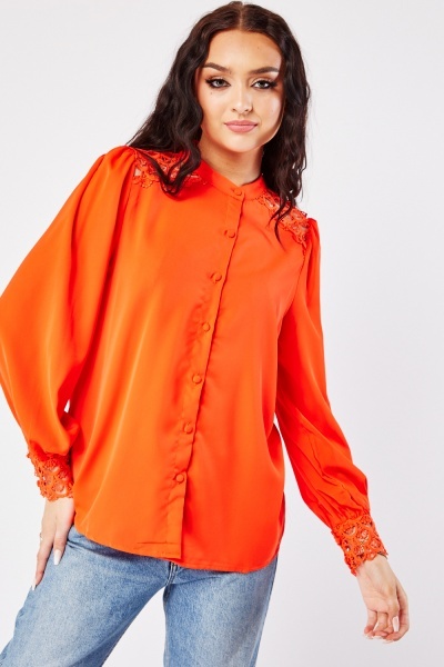 Image of Anglaise Broderie Chiffon Blouse