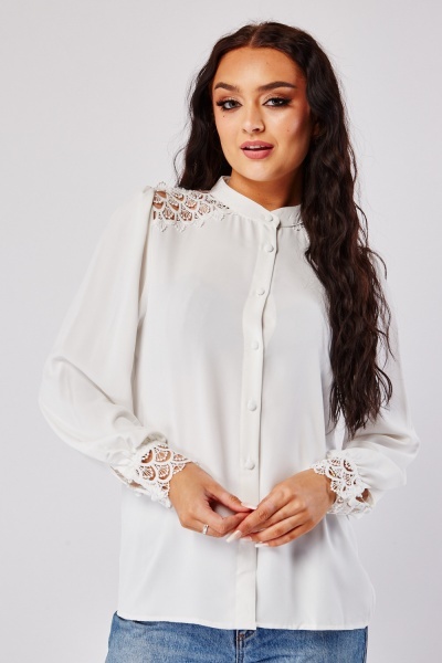 Image of Anglaise Broderie Chiffon Blouse