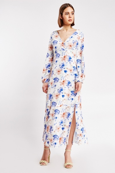 Wrap Floral Print Maxi Dress