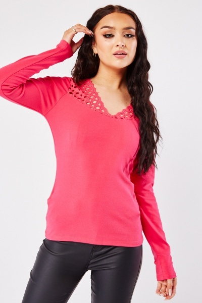 Anglaise Broderie Contrast Top